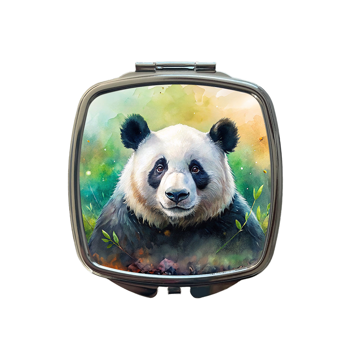 Giant Panda Bear Watercolor Small Travel Purse Handbag Pocket Makeup Compact Mirror