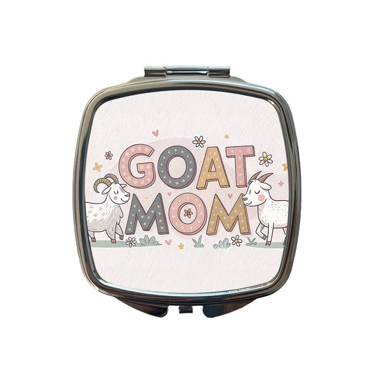 Goat Mom Cute Funny Small Travel Purse Handbag Pocket Makeup Compact Mirror