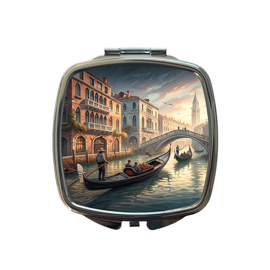 Gondolas on Canal Venice Italy Small Travel Purse Handbag Pocket Makeup Compact Mirror