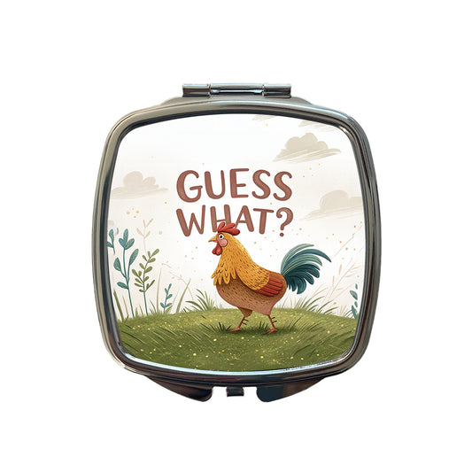 Guess What Chicken Butt Funny Cartoon Small Travel Purse Handbag Pocket Makeup Compact Mirror