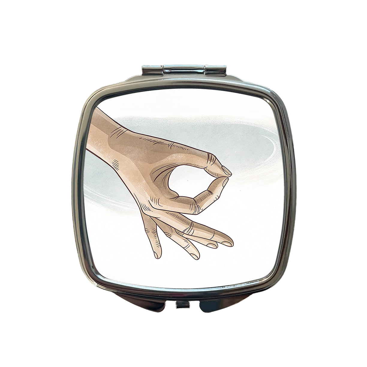 Hand Forming The Circle Game Small Travel Purse Handbag Pocket Makeup Compact Mirror