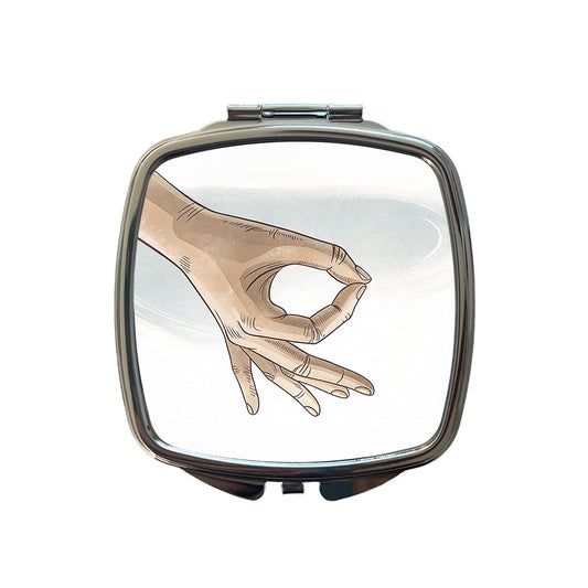 Hand Forming The Circle Game Small Travel Purse Handbag Pocket Makeup Compact Mirror