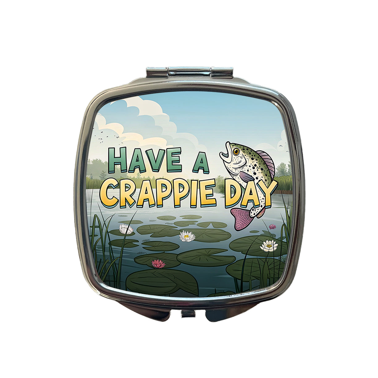 Have A Crappie Crappy Day Fishing Funny Small Travel Purse Handbag Pocket Makeup Compact Mirror