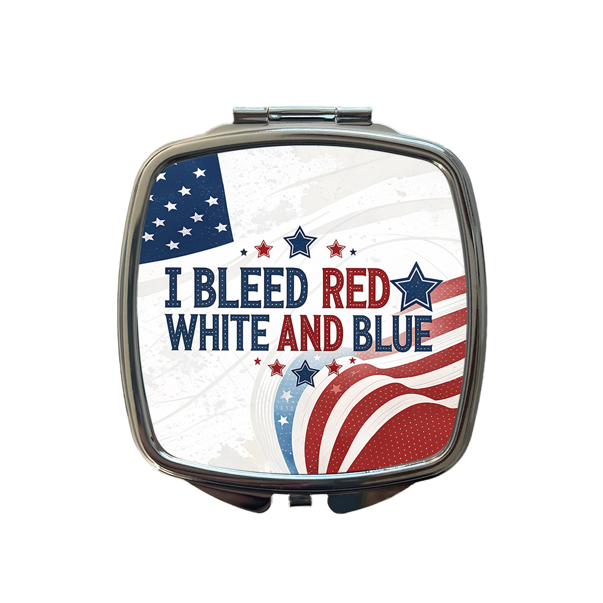 I Bleed Red White And Blue Patriotic American Small Travel Purse Handbag Pocket Makeup Compact Mirror
