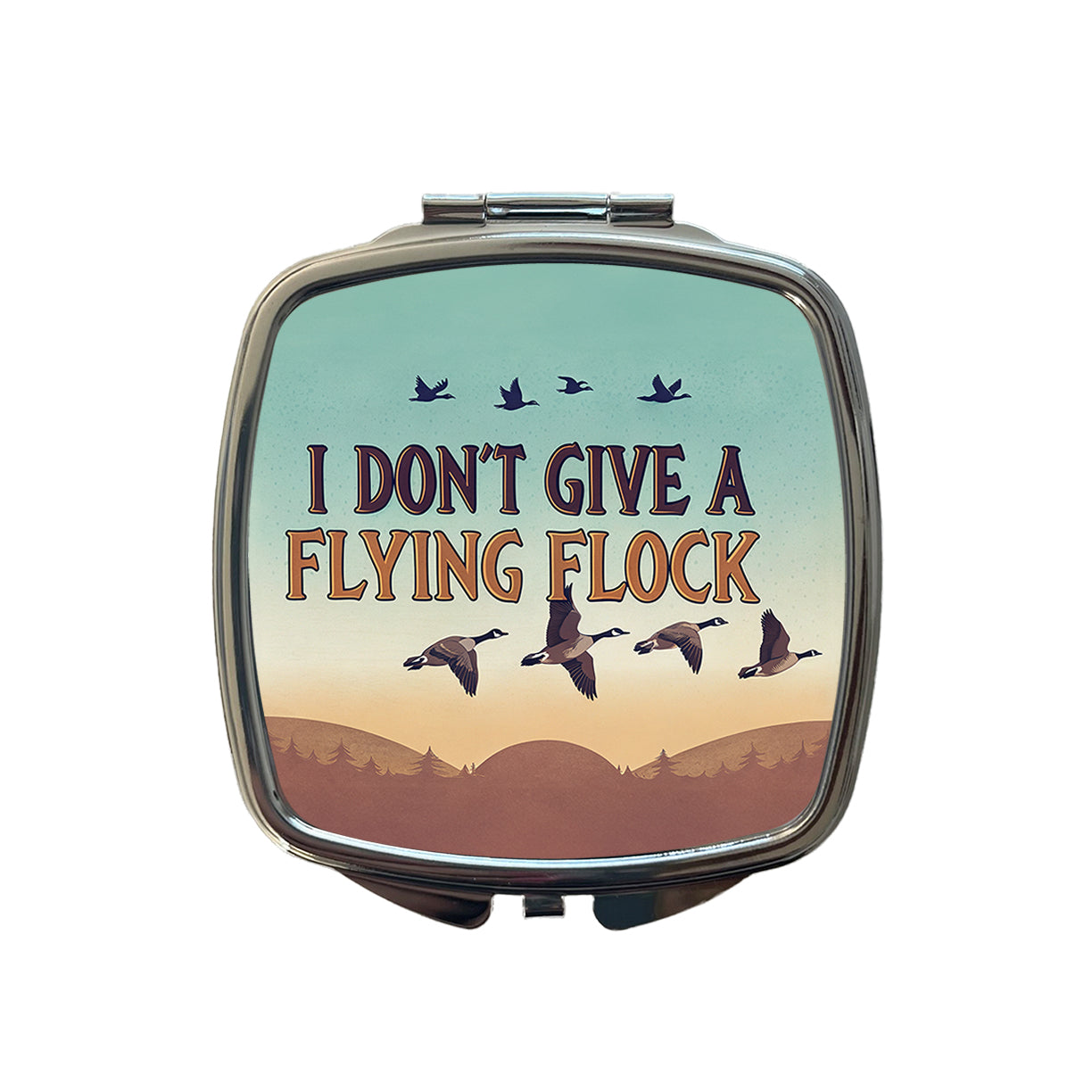 I Don't Give A Flying Flock Funny Saying Small Travel Purse Handbag Pocket Makeup Compact Mirror