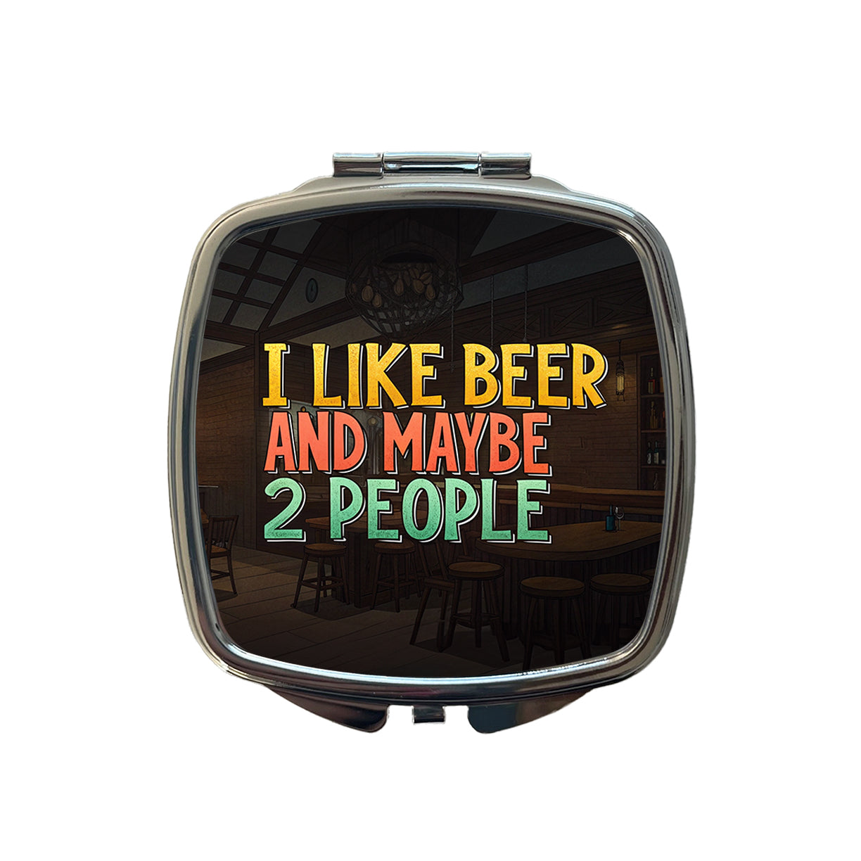 I Like Beer And Maybe 2 People Funny Small Travel Purse Handbag Pocket Makeup Compact Mirror