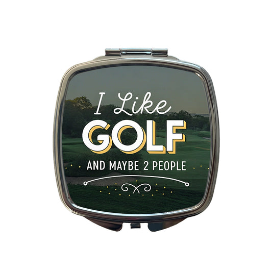 I Like Golf And Maybe 2 People Funny Small Travel Purse Handbag Pocket Makeup Compact Mirror