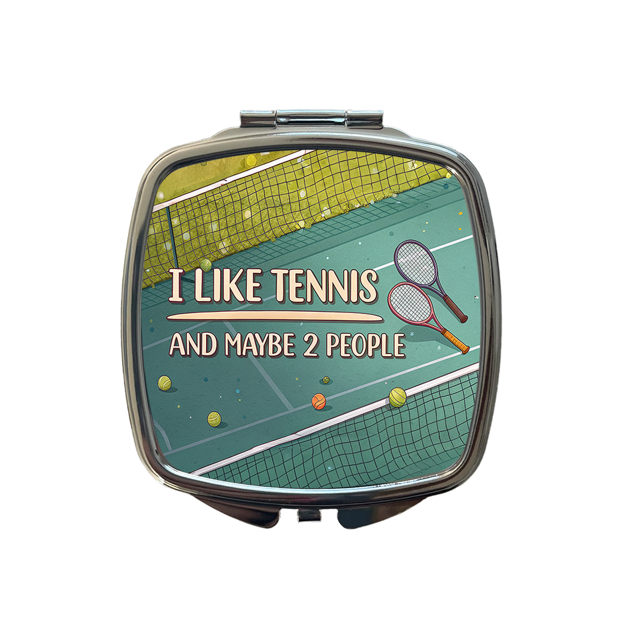 I Like Tennis And Maybe 2 People Funny Small Travel Purse Handbag Pocket Makeup Compact Mirror