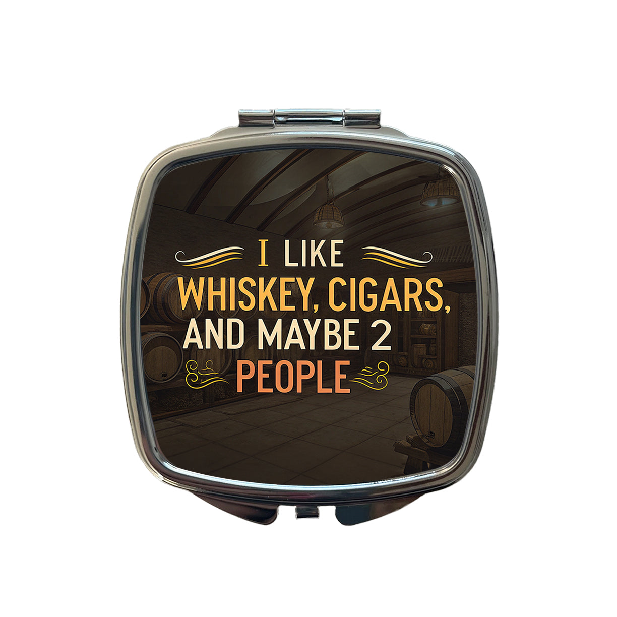 I Like Whiskey Cigars And Maybe 2 People Funny Small Travel Purse Handbag Pocket Makeup Compact Mirror