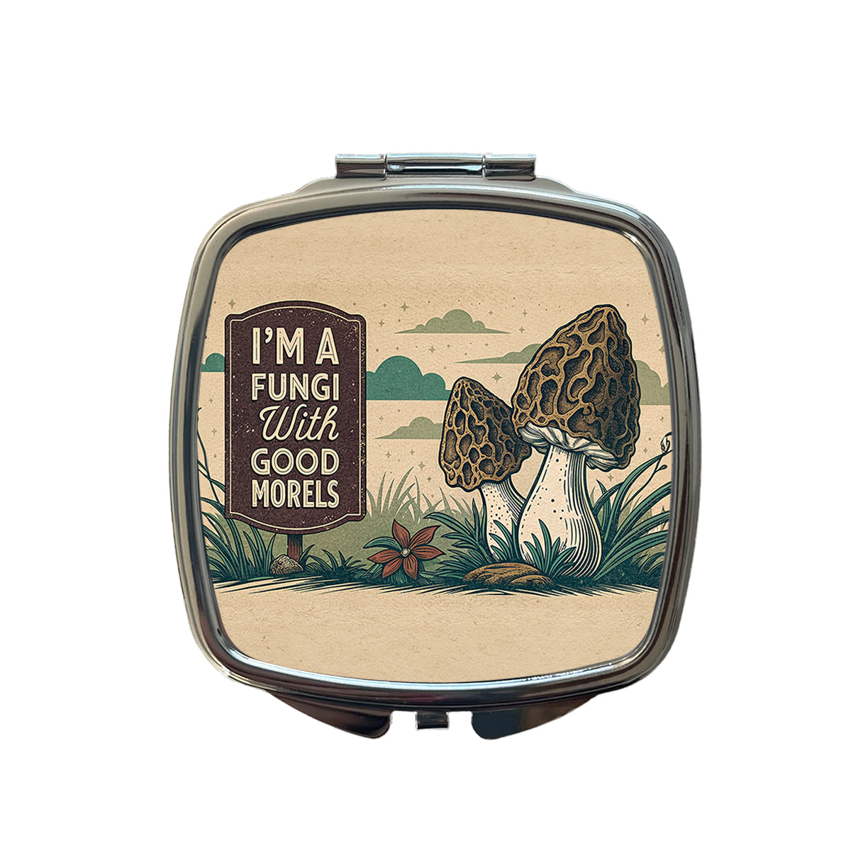 I'm a Fungi Fun Guy with Good Morels Morals Funny Small Travel Purse Handbag Pocket Makeup Compact Mirror