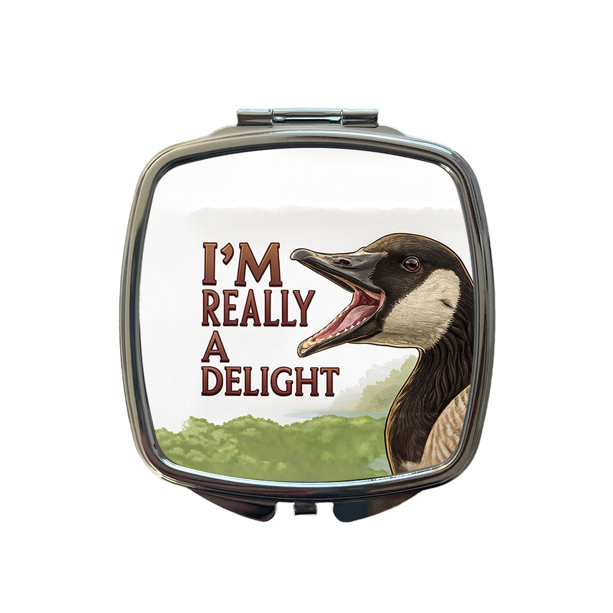 I'm Really a Delight Funny Angry Canadian Goose Small Travel Purse Handbag Pocket Makeup Compact Mirror