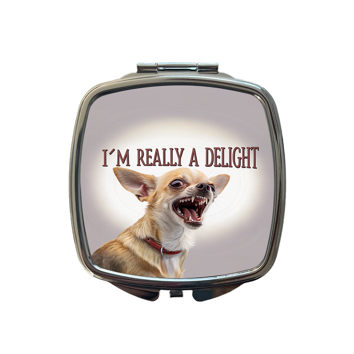 I'm Really a Delight Funny Angry Chihuahua Small Travel Purse Handbag Pocket Makeup Compact Mirror