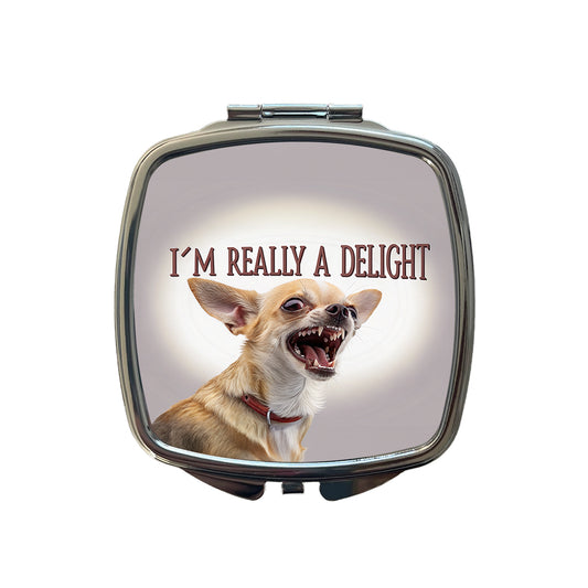 I'm Really a Delight Funny Angry Chihuahua Small Travel Purse Handbag Pocket Makeup Compact Mirror