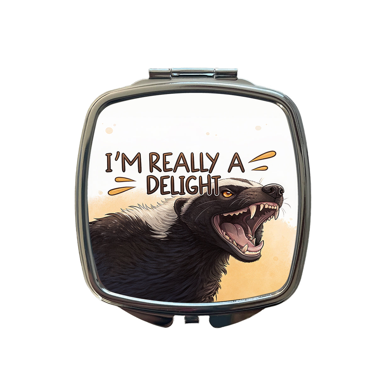 I'm Really a Delight Funny Angry Honey Badger Small Travel Purse Handbag Pocket Makeup Compact Mirror