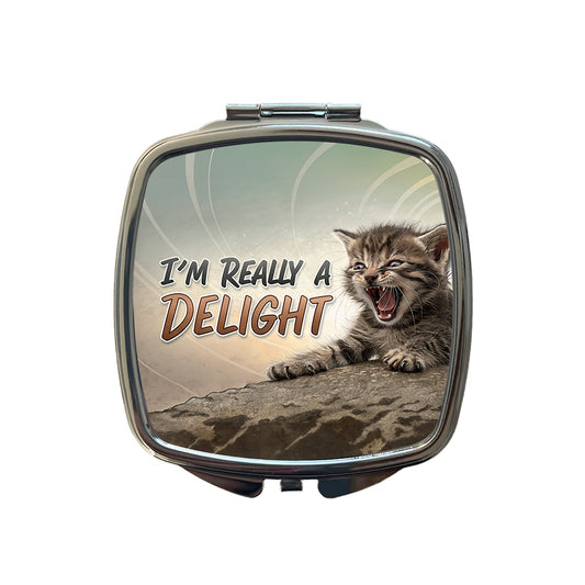 I'm Really a Delight Funny Angry Kitten Small Travel Purse Handbag Pocket Makeup Compact Mirror