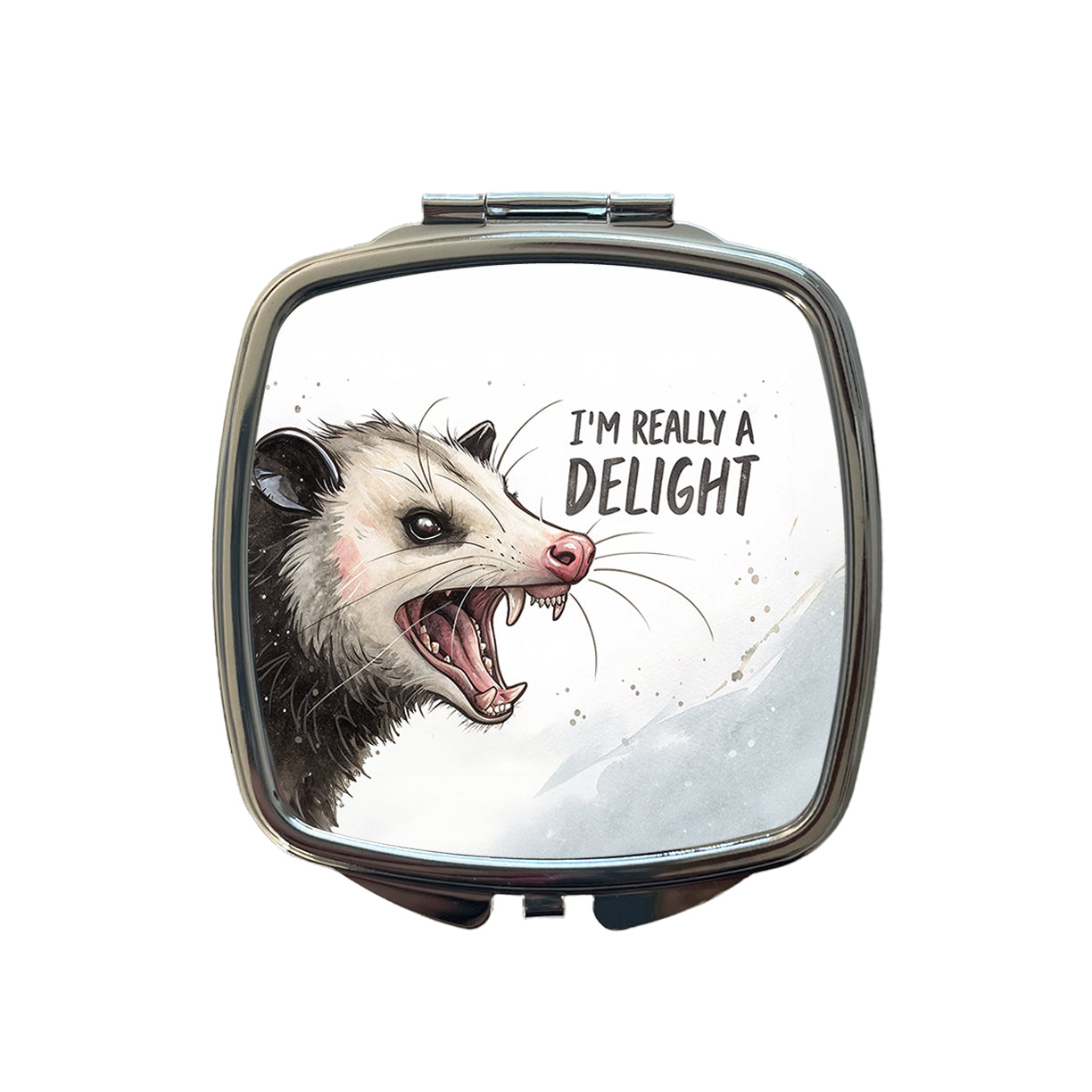 I'm Really a Delight Funny Angry Opossum Small Travel Purse Handbag Pocket Makeup Compact Mirror