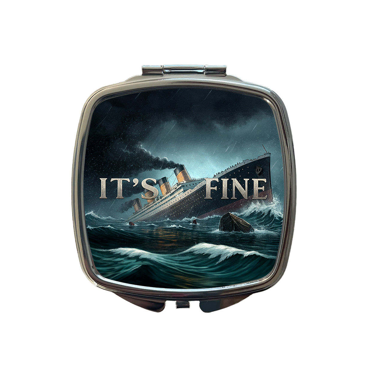 It's Fine Titanic Sinking Funny Small Travel Purse Handbag Pocket Makeup Compact Mirror