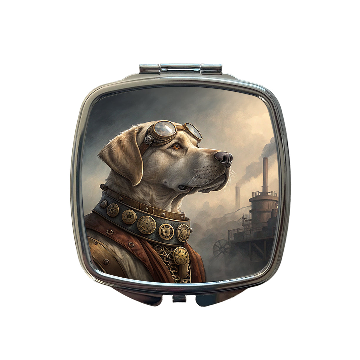 Labrador Retriever Dog Steampunk Small Travel Purse Handbag Pocket Makeup Compact Mirror