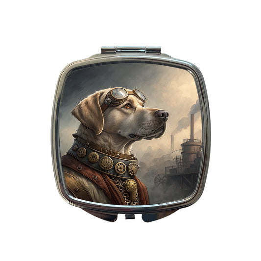 Labrador Retriever Dog Steampunk Small Travel Purse Handbag Pocket Makeup Compact Mirror