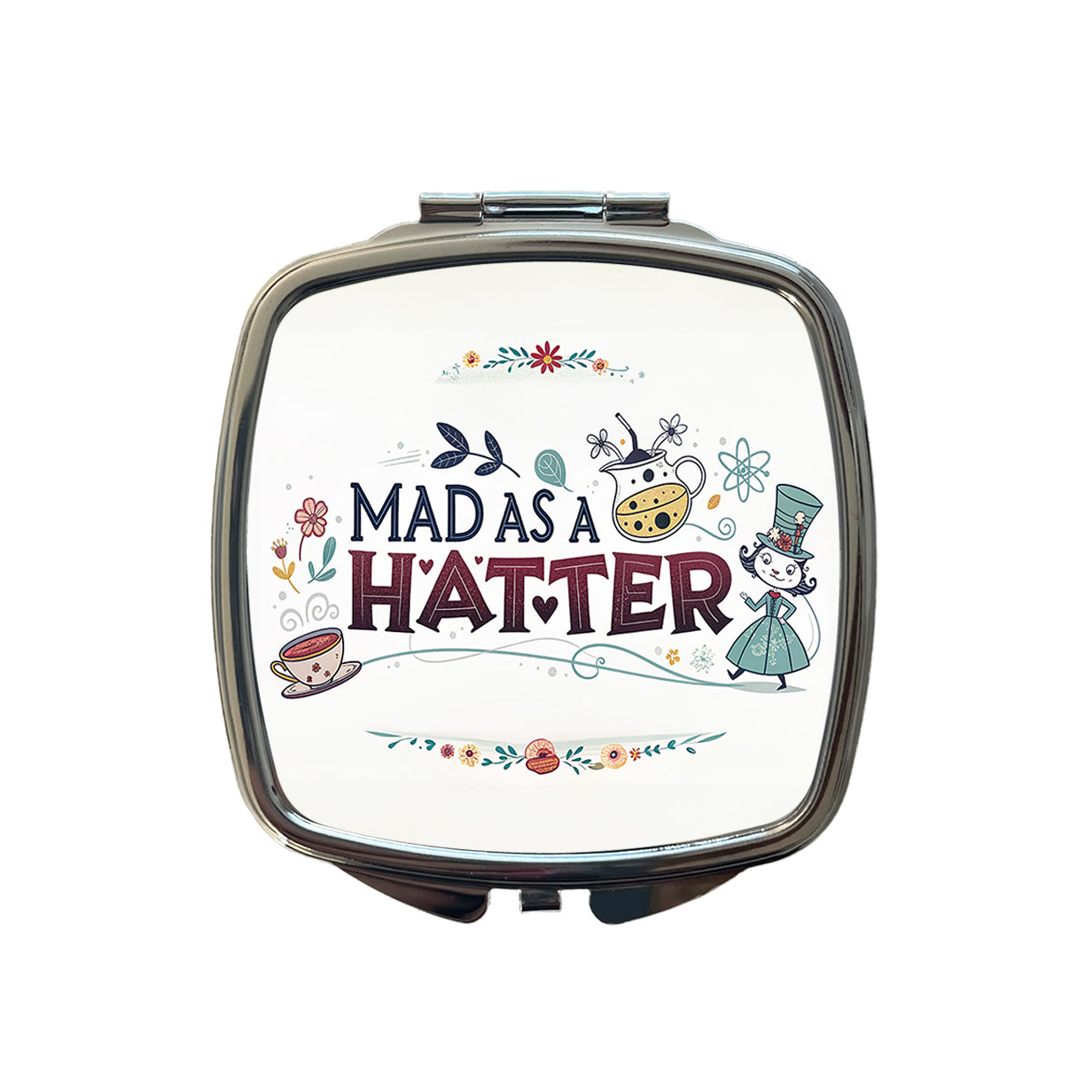 Mad As A Hatter Funny Small Travel Purse Handbag Pocket Makeup Compact Mirror