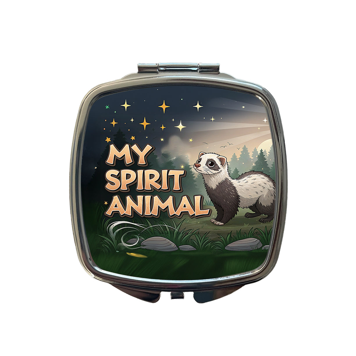 My Spirit Animal Ferret Funny Small Travel Purse Handbag Pocket Makeup Compact Mirror