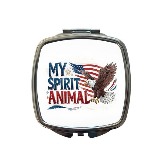 My Spirit Animal Patriotic Bald Eagle Small Travel Purse Handbag Pocket Makeup Compact Mirror