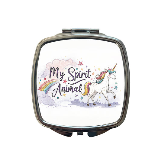 My Spirit Animal Unicorn Funny Fantasy Small Travel Purse Handbag Pocket Makeup Compact Mirror
