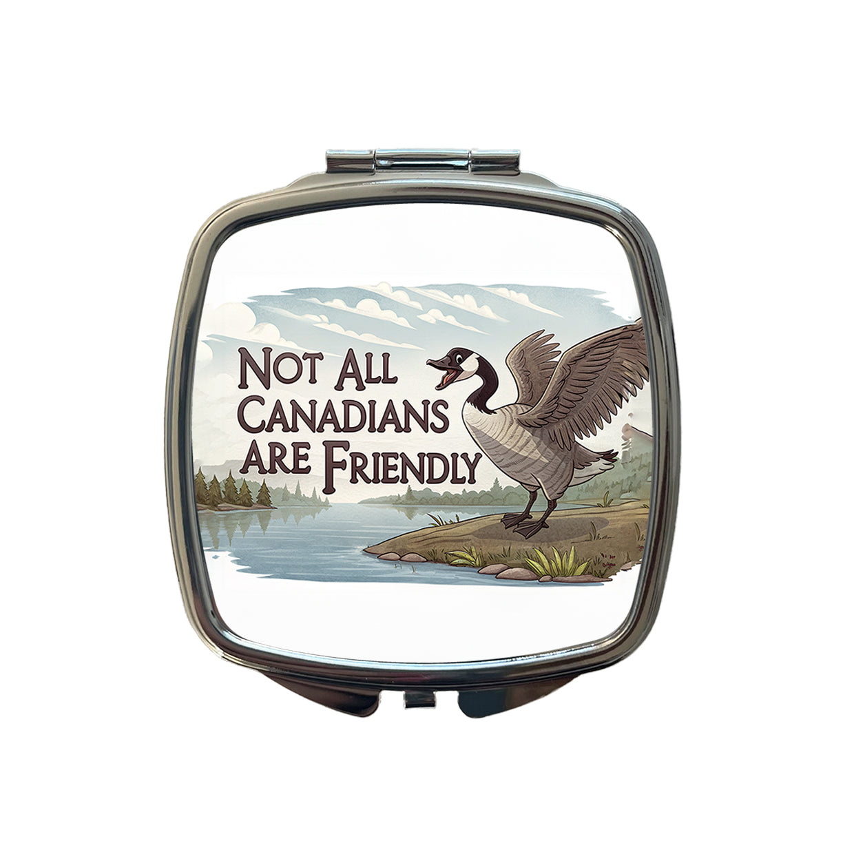 Not All Canadians Are Friendly Angry Canada Goose Funny Small Travel Purse Handbag Pocket Makeup Compact Mirror