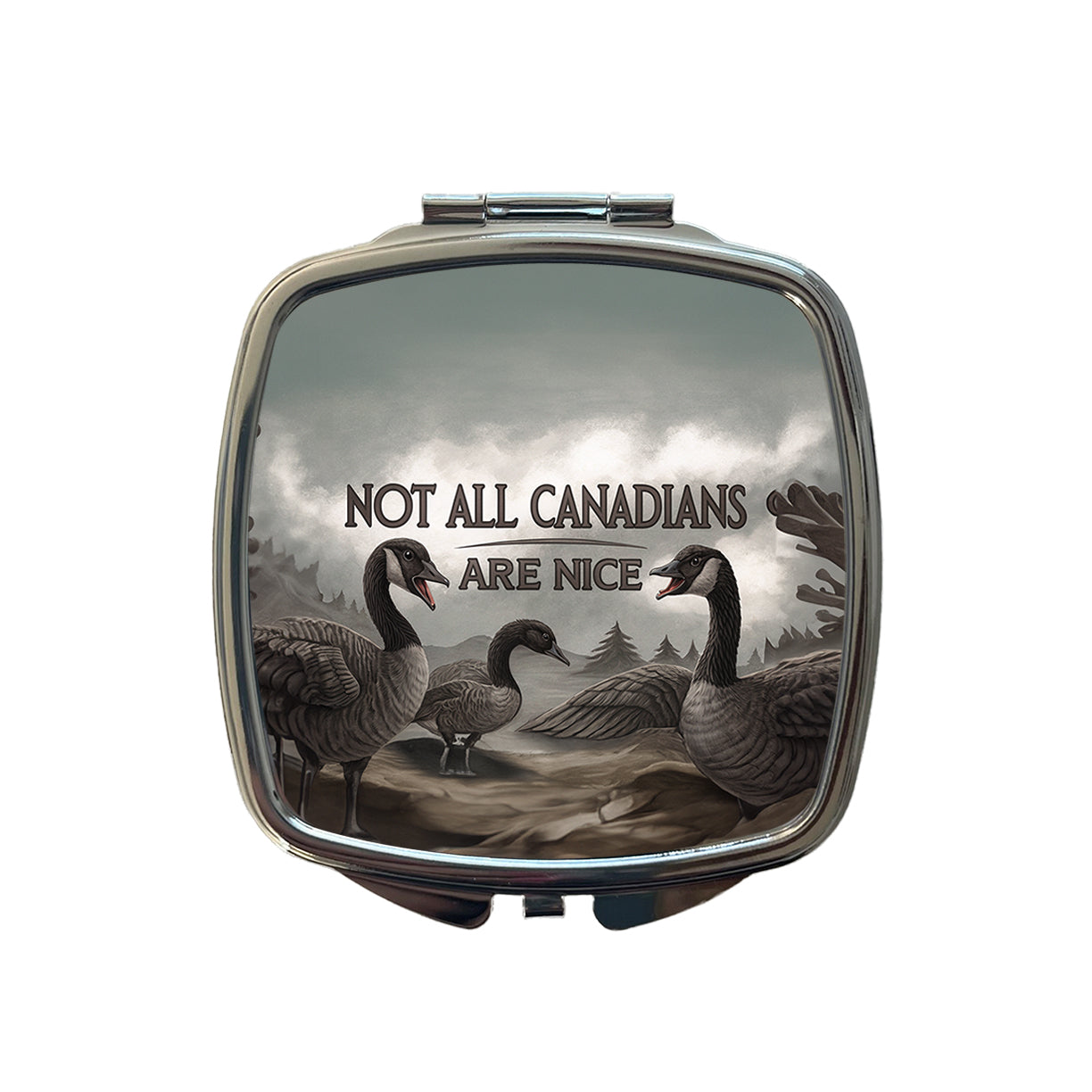 Not All Canadians Are Nice Angry Canada Geese Funny Small Travel Purse Handbag Pocket Makeup Compact Mirror