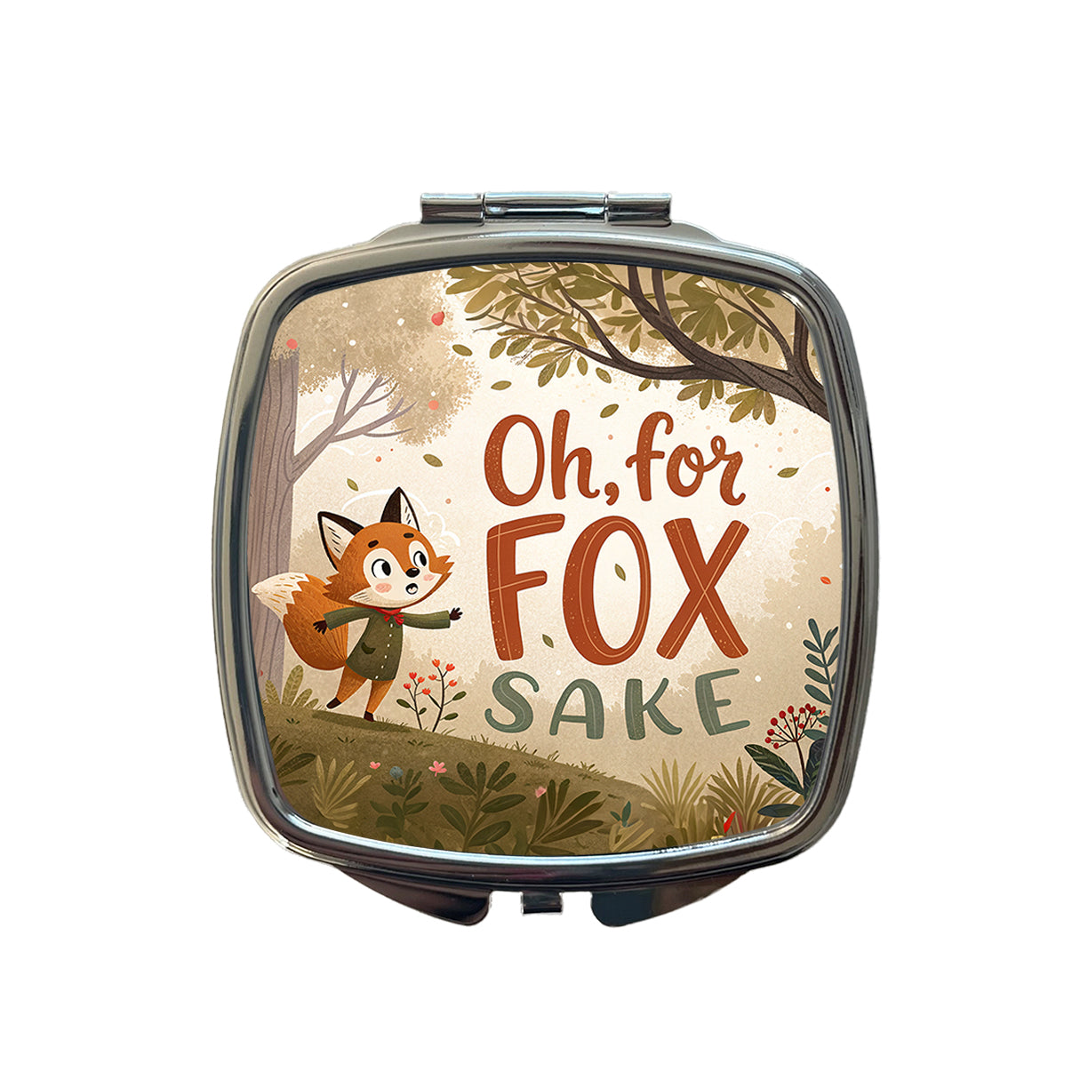 Oh For Fox Sake Funny Saying Small Travel Purse Handbag Pocket Makeup Compact Mirror