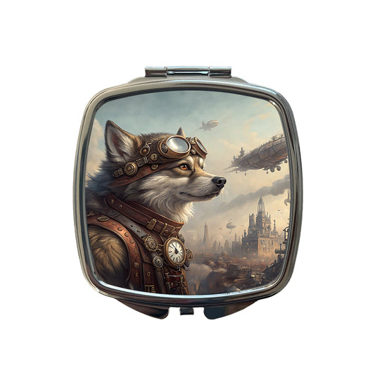 Pomsky Dog Steampunk Small Travel Purse Handbag Pocket Makeup Compact Mirror