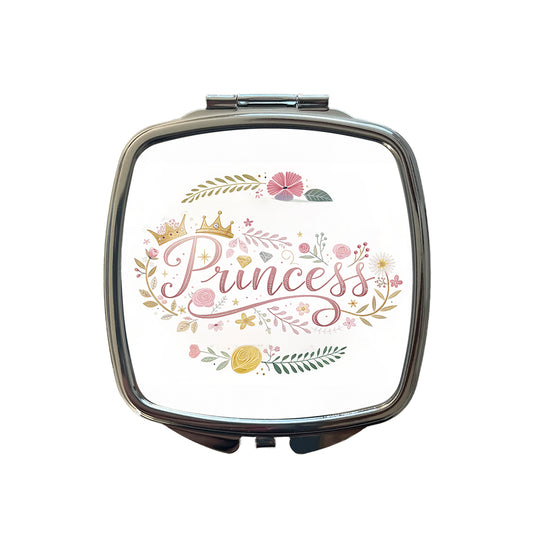 Princess Floral Cute Funny Small Travel Purse Handbag Pocket Makeup Compact Mirror