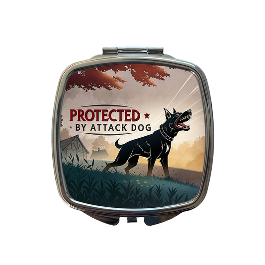 Protected By Attack Dog Small Travel Purse Handbag Pocket Makeup Compact Mirror