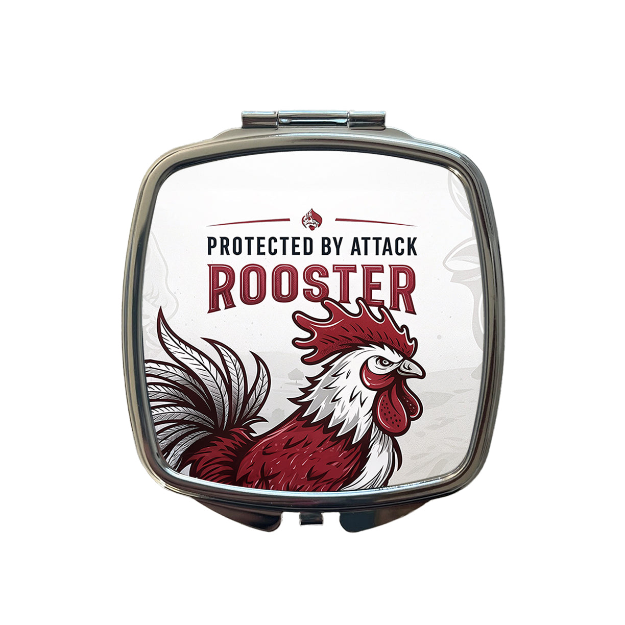Protected By Attack Rooster Small Travel Purse Handbag Pocket Makeup Compact Mirror