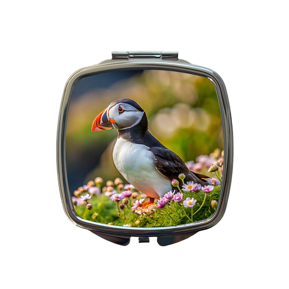 Puffin Bird Photograph Small Travel Purse Handbag Pocket Makeup Compact Mirror