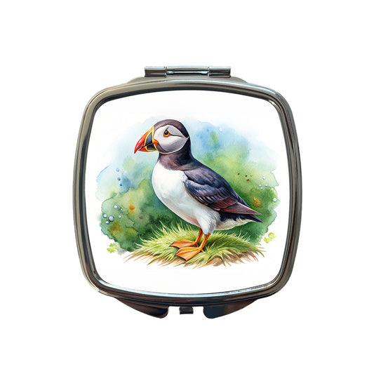 Puffin Bird Watercolor Small Travel Purse Handbag Pocket Makeup Compact Mirror