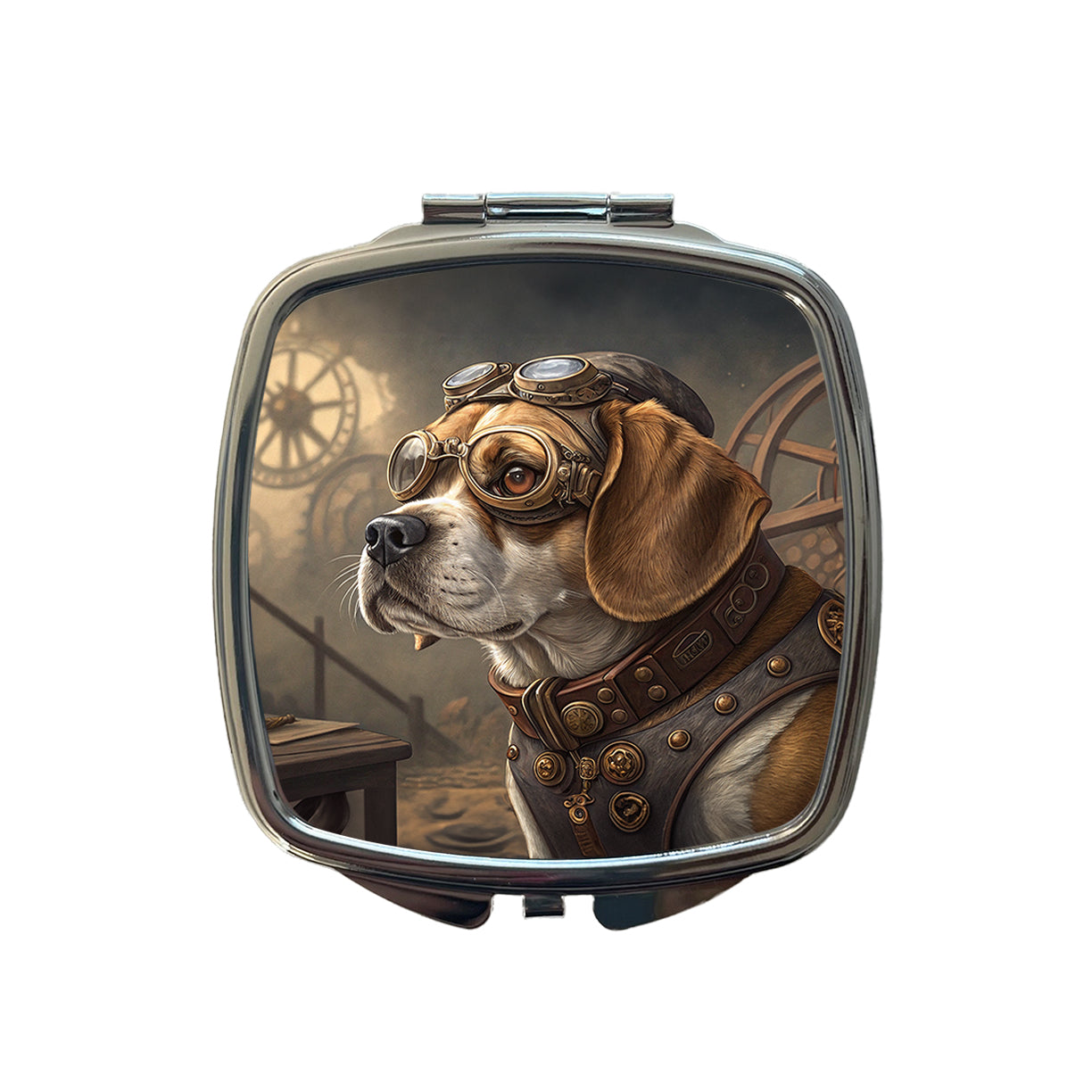 Puggle Dog Steampunk Small Travel Purse Handbag Pocket Makeup Compact Mirror