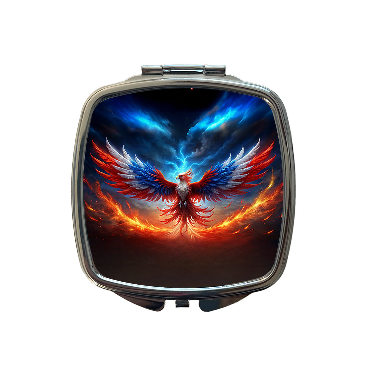 Red White And Blue Phoenix Rising Small Travel Purse Handbag Pocket Makeup Compact Mirror