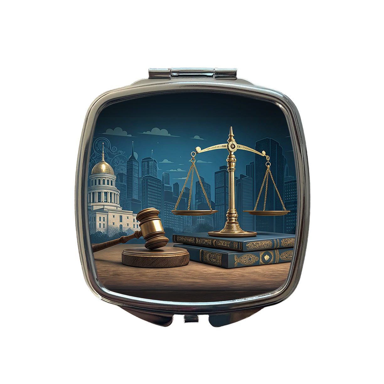 Scales Of Justice Legal Lawyer Judge Small Travel Purse Handbag Pocket Makeup Compact Mirror