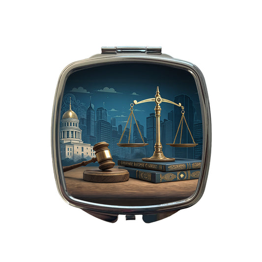 Scales Of Justice Legal Lawyer Judge Small Travel Purse Handbag Pocket Makeup Compact Mirror