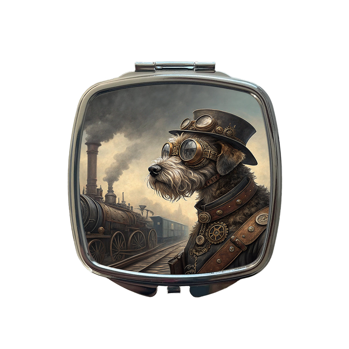Schnoodle Dog Steampunk Small Travel Purse Handbag Pocket Makeup Compact Mirror