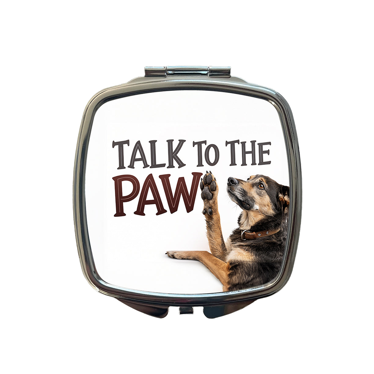 Talk To The Paw Funny Saying Dog Small Travel Purse Handbag Pocket Makeup Compact Mirror