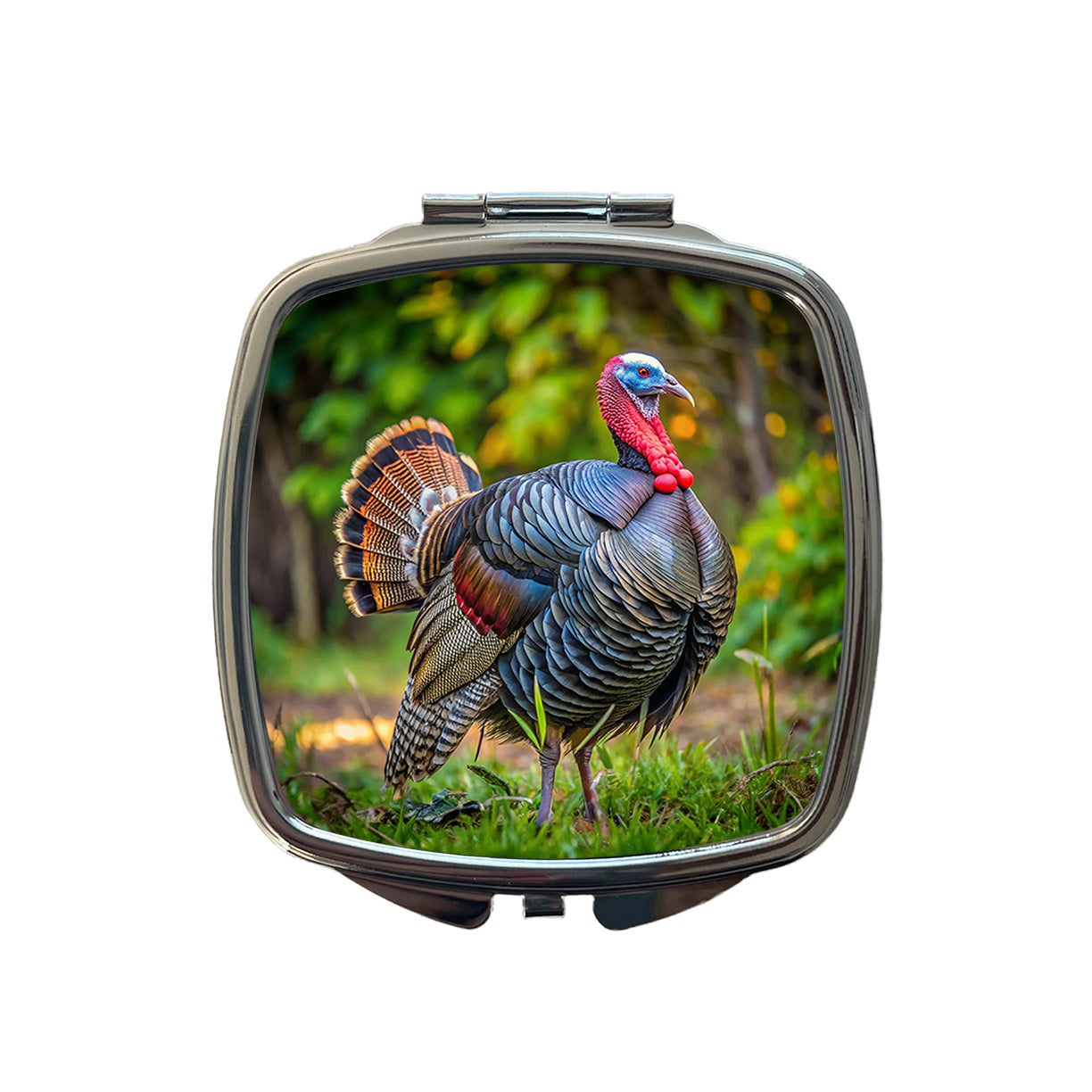 Tom Gobbler Male Turkey Photograph Small Travel Purse Handbag Pocket Makeup Compact Mirror