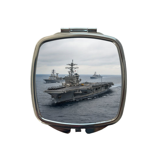 US Navy Carrier Strike Group Escorts At Sea Small Travel Purse Handbag Pocket Makeup Compact Mirror