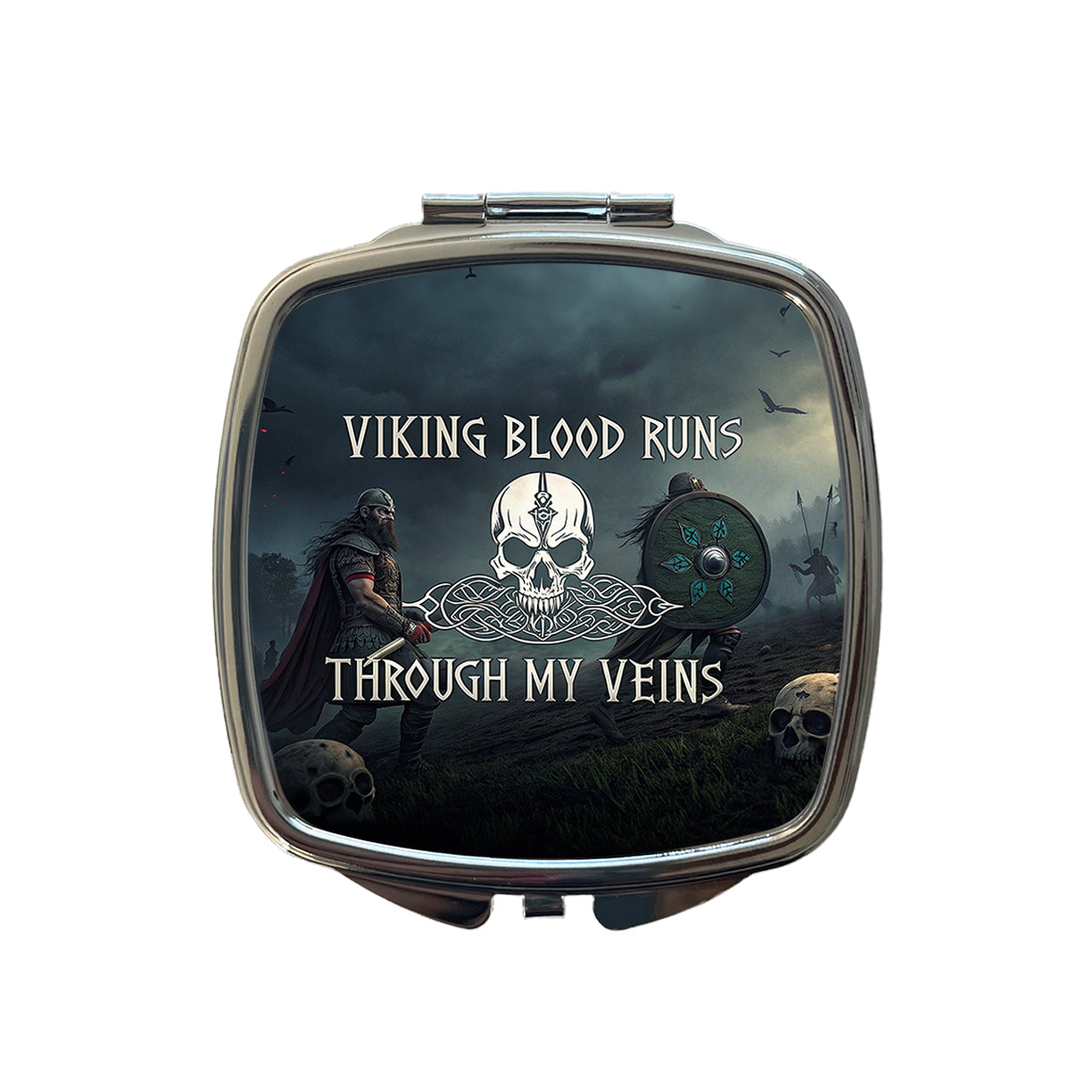Viking Blood Runs Through My Veins Norse Scandinavian Small Travel Purse Handbag Pocket Makeup Compact Mirror