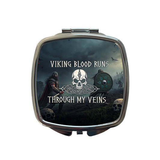 Viking Blood Runs Through My Veins Norse Scandinavian Small Travel Purse Handbag Pocket Makeup Compact Mirror