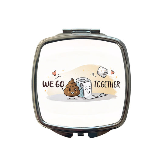 We Go Together Poop And Toilet Paper Small Travel Purse Handbag Pocket Makeup Compact Mirror
