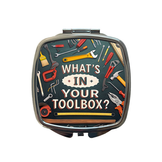 What's In Your Toolbox Small Travel Purse Handbag Pocket Makeup Compact Mirror