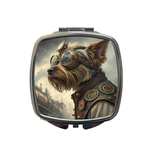 Yorkshire Terrier Yorkie Dog Steampunk Small Travel Purse Handbag Pocket Makeup Compact Mirror