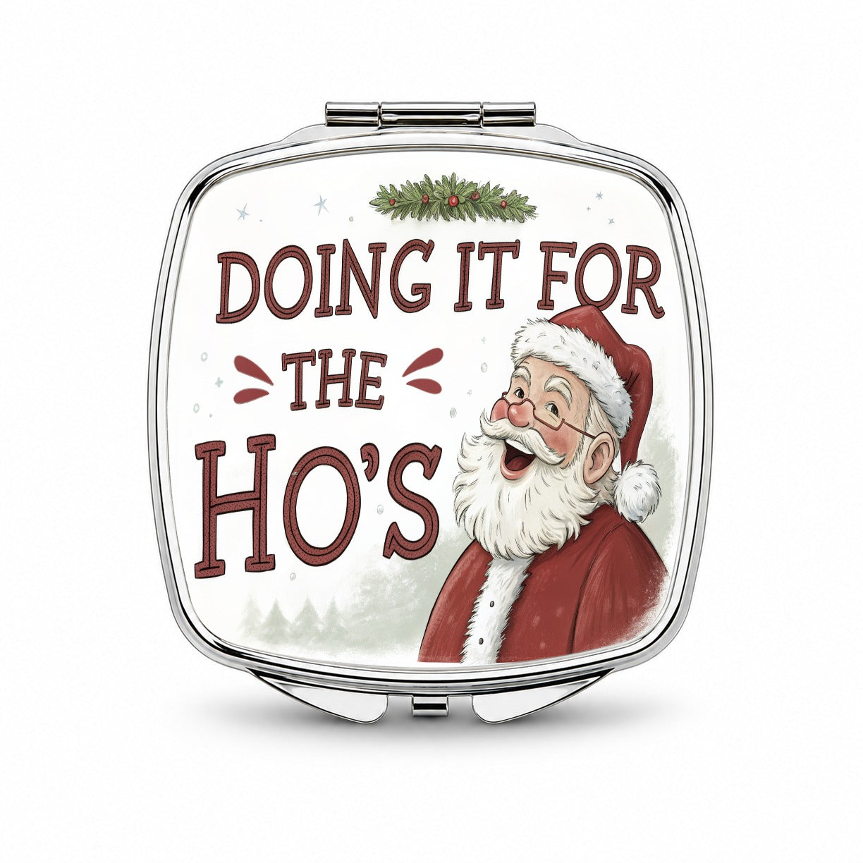 Doing It For The Ho's Funny Santa Claus Christmas Small Travel Purse Handbag Pocket Makeup Compact Mirror